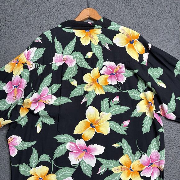 Vtg Loop Collar Hawaiian Shirt Floral Mens XL Rayon Made in USA Rockabilly - Picture 10 of 13
